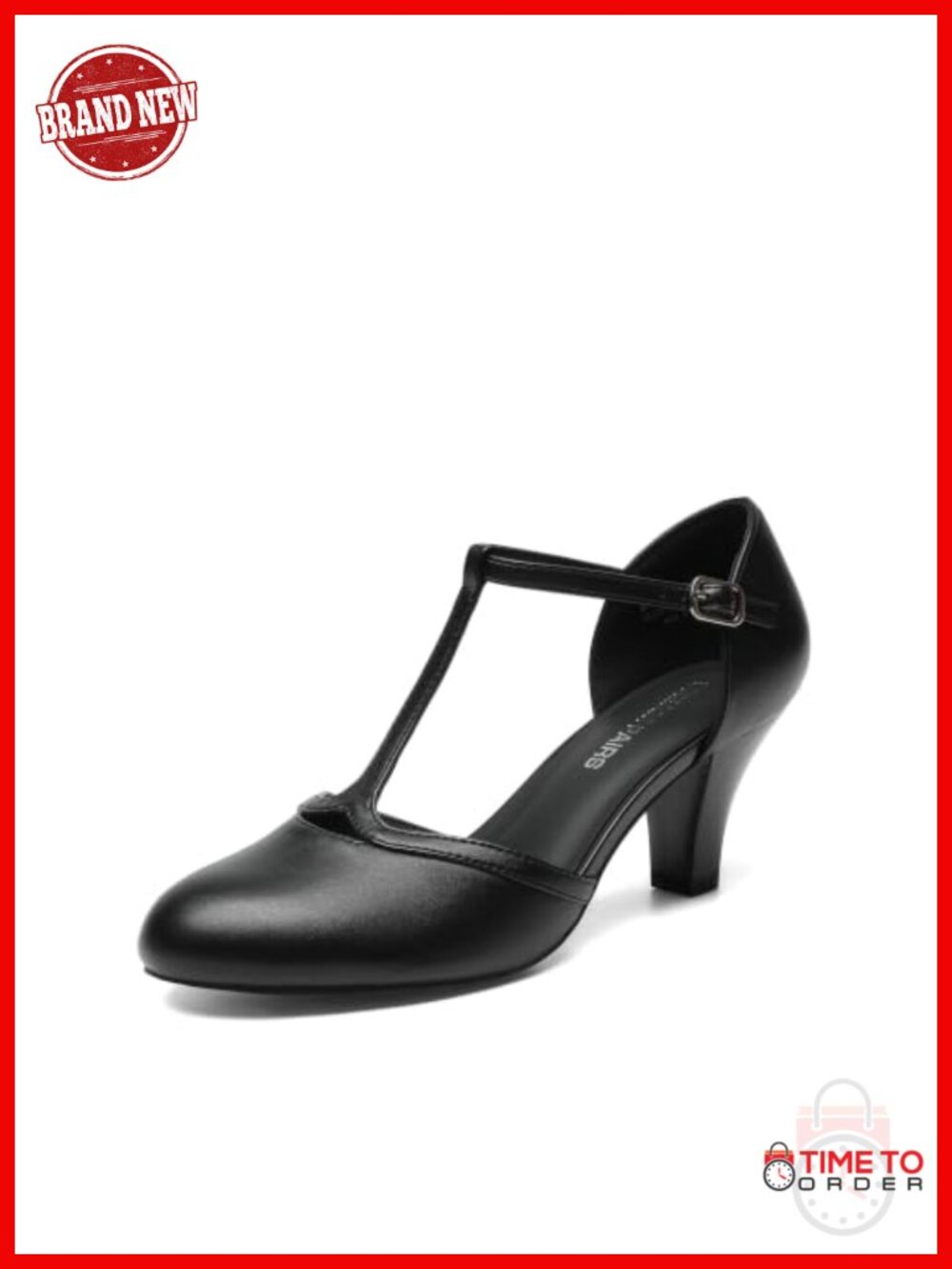 Women's T-Strap Block Heel Pumps Faux Leather Mary Jane Dress Shoes